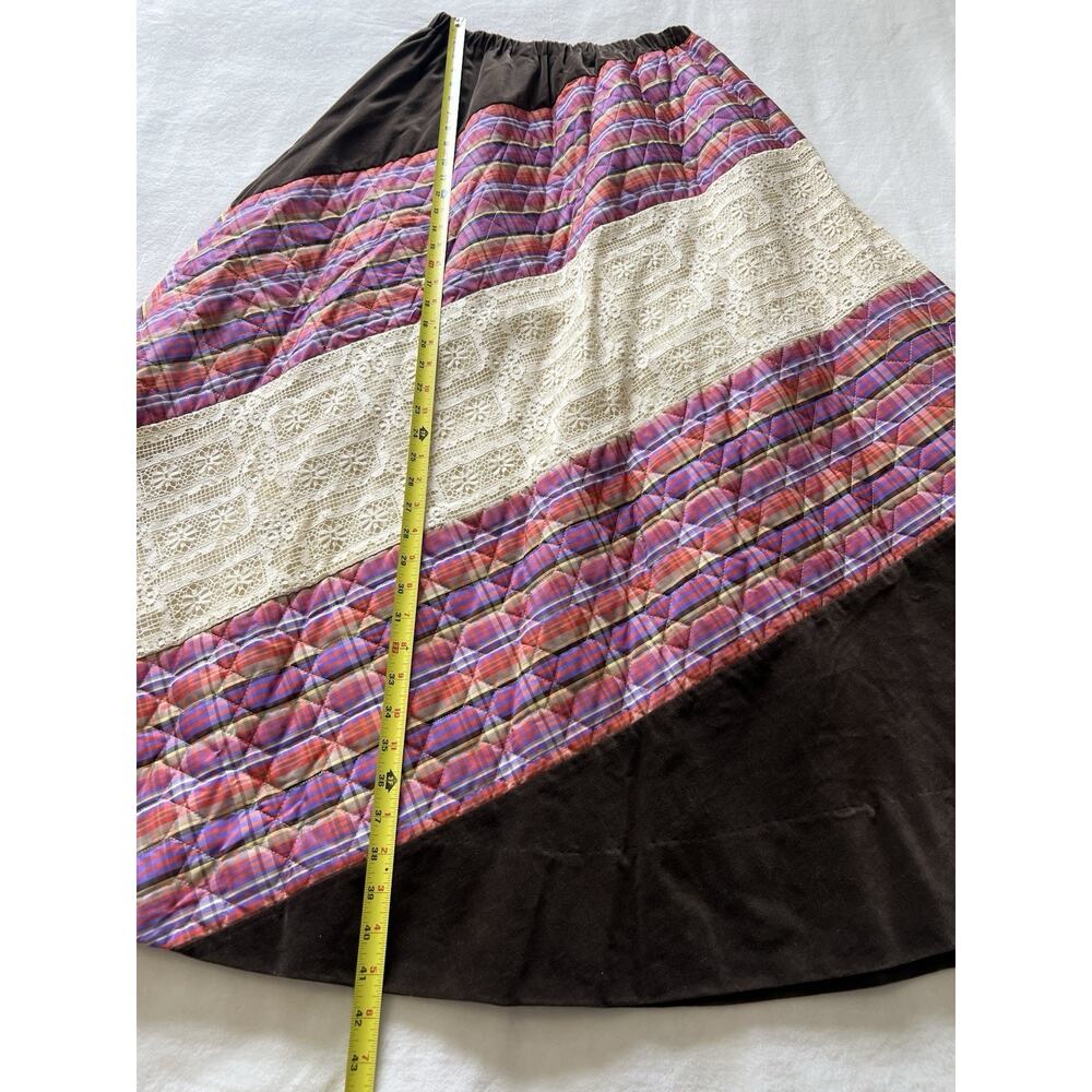 Vintage Chessa Davis Womens Maxi Skirt Velvet Lace Quilted Cottagecore Boho S/M - Picture 13 of 16